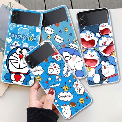Anime Doraemon Case For Samsung Galaxy Z Flip 3 5G Transparent Hard Cell Phone Cover ZFlip3 Clear PC Luxury Fundas Fashion Capas