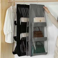 6 Pocket Hanging Handbag Dustproof Organizer / Transparent Bag Folding closet Bags / Transparent Storage Bag Door Wall Clear Sundry Shoe Bag with Hanger Pouch