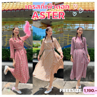 Thongyoy - เดรสกี่เพ้าคอจีนลำลอง ลายดอก Aster ฟรีไซส์