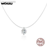 ✥ WOSTU Dazzling Crystal Necklaces 925 Sterling Silver Pendant Long Chain Link For Women Wedding Original Fashion Jewelry CQN332