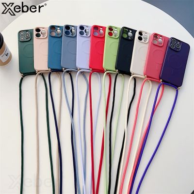 【YF】⊕✙  Magsafe Magnetic Charging Neck Rope iPhone 12 13 14 8 7 X XS XR Silicone Cover