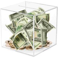 Bank Piggy Clear Box Money Kids Unopenable Saving Pot Jar Honeymoon Fund Acrylic Coin Container Cash Savings Big Desktop Storage