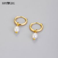 SIPENGJEL Korea Nature Pearl Hoop Earrings For Women Freshwater Baroque Pearl Dangle Earrings MetalGold Color Earrings Jewelry Bar  Wine Tools