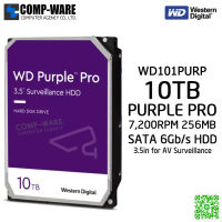 WD PURPLE PRO 10TB AV Surveillance Hard Disk Drive - 7200RPM SATA 6Gb/s 256MB Cache 3.5Inch - WD101PURP - 5Y Warranty