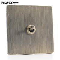 UK Retro 86 Type Green Bronze Brushed Antique Metal Lever 1-4 Gang 2 Way Wall Light Switch Stainless Steel Panel