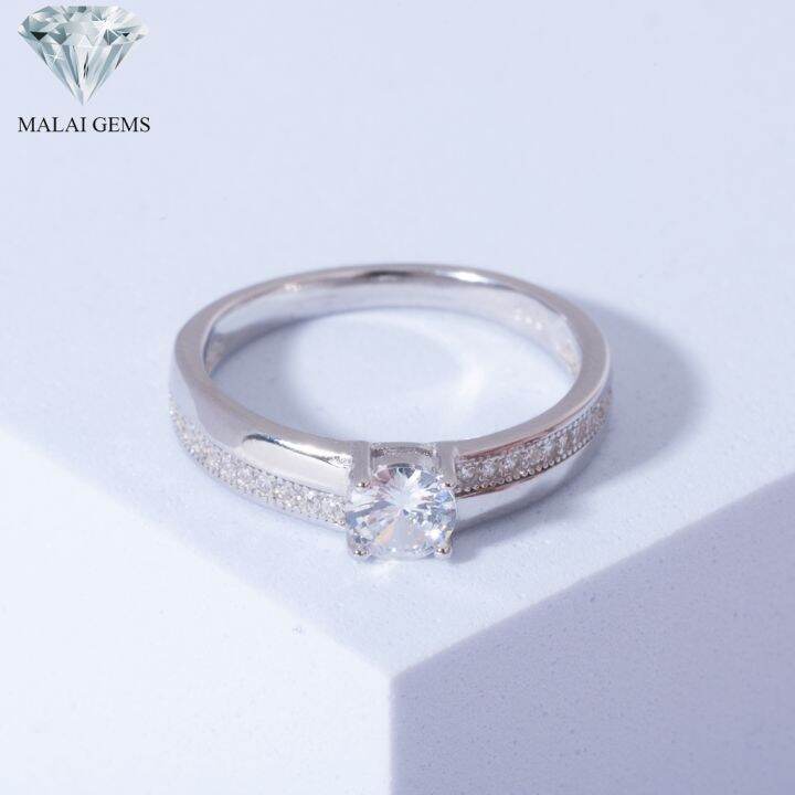 malai-gems-แหวนเพชร-เงินแท้-925-เคลือบทองคำขาว-ประดับเพชรสวิส-cz-รุ่น071-1ri50048-แถมกล่อง-แหวนเงินแท้-แหวนเงิน-แหวน