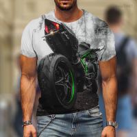 2023 NEW Summer Mens Casual Short Sleeved T-shirt 3d Printed Motorcycle Pattern Size：s-5xl