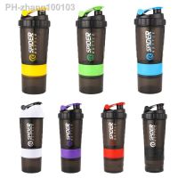 3 Layer Shaker Bottle Protein Mixing Shake Cup Sports Fitness Water Cup 550ml Scaled Plastic Water Bottles with Medicine Box