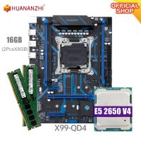 เมนบอร์ด + CPU + เมนบอร์ด RAM + CPU + RAM Huanzhi QD4 LGA 2011-3ชุดวงจรหลัก Xeon X99 E5 2650 V4 16GB (2*8G) DDR4หน่วยความจำ RECC NVME SATA USB 3.0