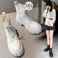 COD dsdgfhgfsdsss New Style Lace-Up Side Zipper Short Tube Solid Color Comfortable All-Match Martin Boots Thick-Soled Womens Autumn Winter British