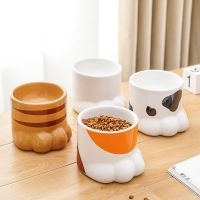 ✴ Cat Elevated Ceramic Bowl Small Dogs Food Water Feeders Pet Cute Claw Shape Drinking Eating Bowls