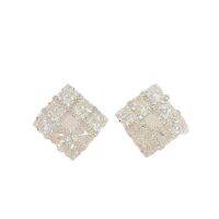 SINGTOUS Genuine Gold Electroplated 925 Silver Needle Geometric Square Full Drill Earrings