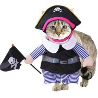 ZZOOI Funny Cat Costumes Pirate Suit Cat Clothes Kitten Kitty Corsair Halloween Costume Puppy Suits Dressing Up Party Clothes for Cats