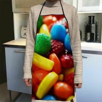 Custom Candy Pattern Kitchen Apron Dinner Party Cooking Apron Adult Baking Accessories Waterproof Fabric Printed Cleaning Tools