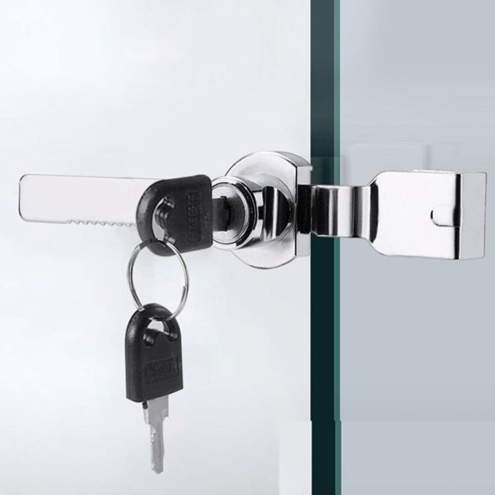 1set-no-drilling-cabinet-display-showcase-drawer-lock-sliding-glass-push-door-ratchet-cabinet-lock-with-2-keys