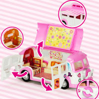 Forest House Animal Family Picnic Car Set Dollhouse Furniture 1:12 Bus DIY Playset Rabbit Accessories Toy Figure Fit Koala Gifts