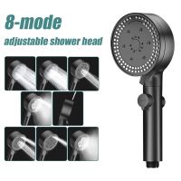 8 Modes Adjustable Shower Head High-pressure Water Saving Black Showerhead Handheld Massage Showers Bathroom Accessories Showerheads