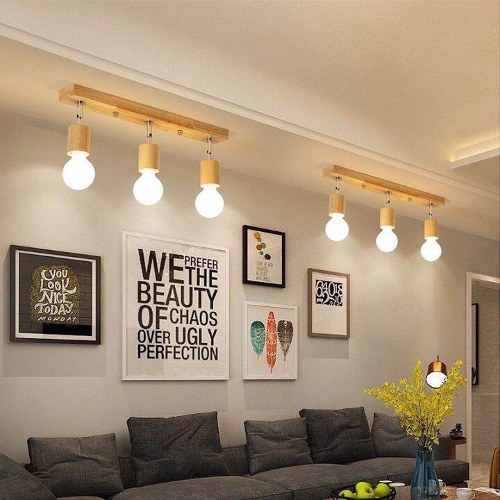 Nordic wood track light modern creative surface mounted LED ceiling ...