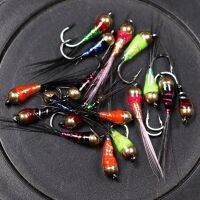 6PCS #14 Trout Bluegill Fishing lures Brass Bead Head Epoxy Nymph Fly Fast Sinking Fishing Hook BaitLures Baits