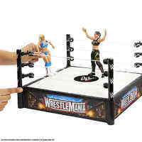 ​WWE Superstar Ring, 14 inches with Spring-Loaded Mat, 4 Event Apron Stickers &amp; Pro-Tension Ropes for WWE Action Figures, Gift for Ages 6 Years Old &amp; UpTH