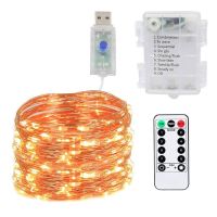 ✷► LED Fairy Lights Battery Operated Remote Copper Wire Light Garland Christmas Wedding Party String Lights For Home Decoration