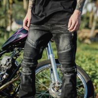 High-quality Men Fashion Distressed Ripped Skinny Jeans Slim Fit Motorcycle Moto Biker Jeans Elastic Denim Hip hop Punk Jeans