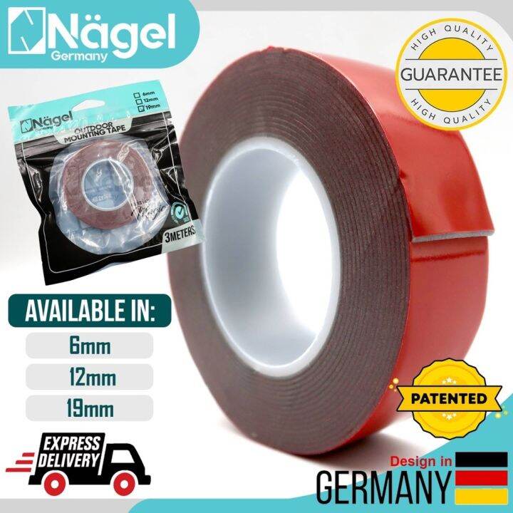 NAGEL Outdoor Permanent GREY Double Sided Tape (6mm 12mm 19mm x 3meters