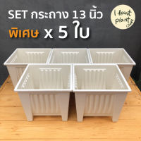 ✨ SET กระถางเหลี่ยม ยกสูง ขนาด 13 นิ้ว x 5 กระถาง (ใส่ซุ้มได้) | Square Pot 13 Inch กระถางกุหลาบ กระถางไม้ประดับ