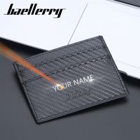 Baellerry Mini Card Wallets Short Men Wallets Simple Slim Card Holder Name Engraved Male Purse Luxury Carbon Fiber Mens Wallet Wallets