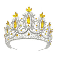 (พร้อมส่ง) เทียร่า 394 สีเหลือง มงกุฎนางงาม มงกุฎเจ้าสาว มงกุฎเพชร งานพรีเมี่ยม สินค้าพร้อมส่งจากไทย