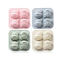 4 Holes Cartoon Monkey Silicone Pastry Mold Bread Cake Baby Food Supplement Baking Mold Ice Tray DIY Fudge Mold Bread Cake  Cookie Accessories