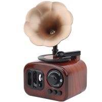 Retro Phonograph Music Box Mechanical Clockwork Music Box Mini Vintage Record Player Antique Gramophone Model Musical Gift