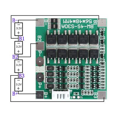 บอร์ด PCB ป้องกันแบตเตอรี่ BMS 4S 30A 12.8V W/ บาลานซ์3.2V LiFePo4 LiFe 18650