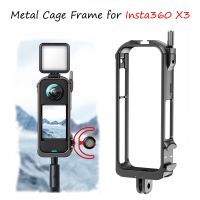 Metal Cage Frame for Insta360 X3 Protective Rig with Cold Shoe Magnetic Mount Camera Cage for Insta360 One X3 Cameras Accessory