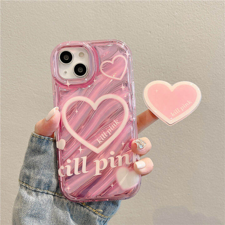 เคสโทรศัพท์สีชมพูคลื่นสำหรับ-iphone14promax-พรีเมี่ยมความรู้สึกสีชมพูรักผู้ถือกรณีโทรศัพท์สำหรับ-iphone13-หวานน่ารักกรณีโทรศัพท์สำหรับ-iphone12pro