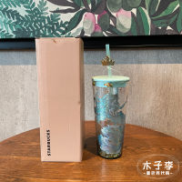 Starbuck ครบรอบ2022ปีถ้วยครบรอบ Ocean Goddess Double Glass Straw Cup 591Ml