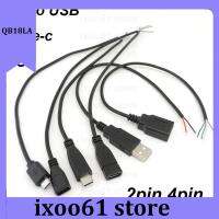 ixoo61 store 2-pin 4-pin wire Line Micro USB diy 2.0 Male to Female Type-C c Charger Wire Power Supply Connector Extension repairing Cable