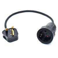 【Online】 GUPURUN Uk/south 3PIN Inlet Plug To Schuko CEE 7/3 Outlet ยุโรปหญิงซ็อกเก็ตสายไฟต่อ0.5M