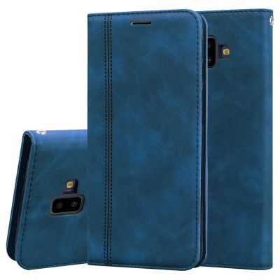 「Enjoy electronic」 Leather Flip Case For Samsung Galaxy J6 Case Magnetic Wallet Phone Case For Samsung J6 Plus 2018 J6  J 6 Plus J600F J610F Cover