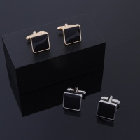 Luxury Black Mens Cufflinks New Simple Geometric Versatile Square Alloy Shirt Button