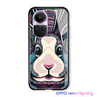 Serpens เคสสำหรับ OPPO Reno10 Pro 5G สร้างสรรค์โบฮีเมียนสัตว์สิงโตช้างเคสมันวาวปลอกฝาหลังกระจกนิรภัยป้องกัน