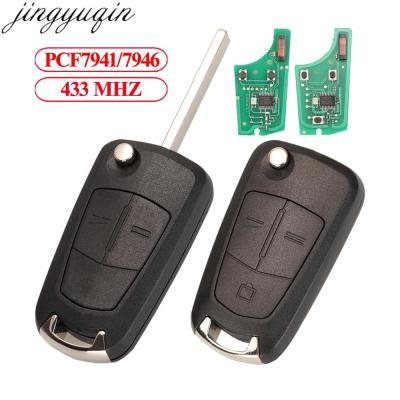 Jingyuqin กุญแจรถยนต์รีโมทพลิก433MHZ PCF7941/7946สำหรับ Opel/รุ่น Astra ของ Vauxhall H 2004-2009 Zafira B 2005-2013 Corsa D Vectra C 2/3B