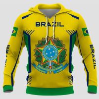 3D Print Brazil Flag Hoodie for Men Streetwear Fashion Harajuku Unisex Casual Oversized Clothes Long Sleeves Pullover Sweatshirt