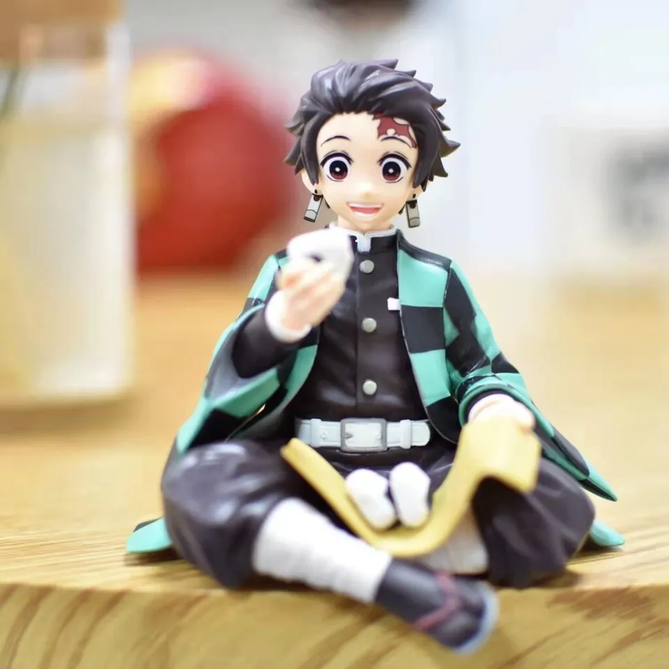 Anime Demon Slayer Figure Tanjirou Nezuko Zenitsu Inosuke Shinobu Giyuu Eat  Rice Balls Kimetsu No Yaiba PVC Action Figurine