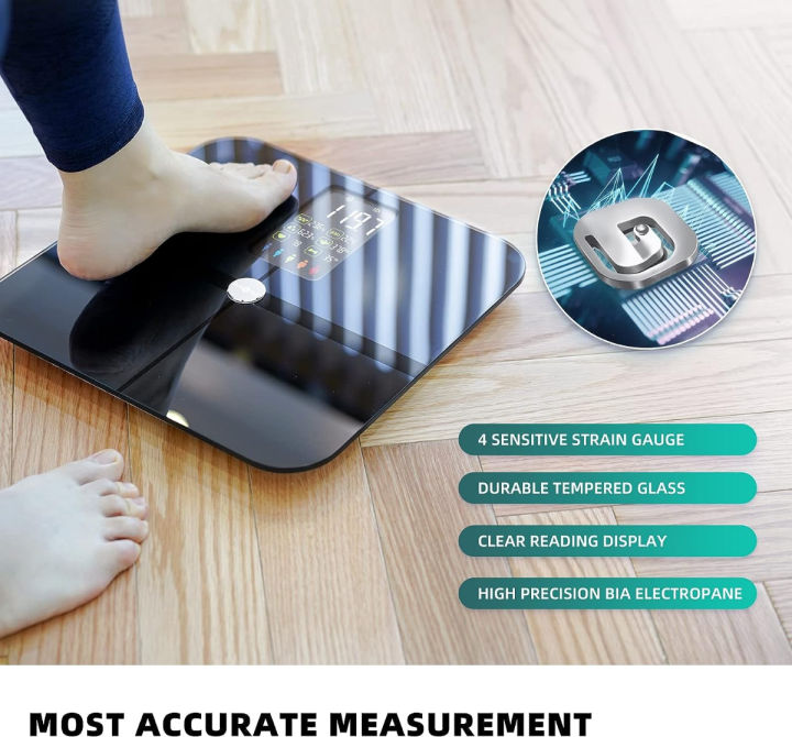 body-fat-scale-posture-extra-large-display-digital-bathroom-wireless-weight-scale-composition-analyzer-with-heart-rate-heart-index-amp-body-shape-index-with-free-app-400lb-black