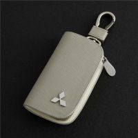 สำหรับ Mitsubishi รถที่ใส่กุญแจหนังรีโมทคอนโทรลฝาครอบ Fob Case กระเป๋าพวงกุญแจ