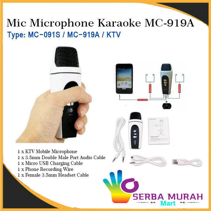 MICROPHONE MC091S / MC919A COCOK UNTUK SMULE MIC KARAOKE SMARTPHONE