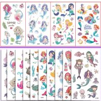 10 Pcs/Set Mermaid Tattoo Stickers for Children Temporary Tattoo Kids Face Body Arm Cute Tattoo Sticker Stickers