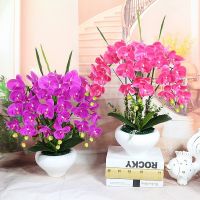 90cm Big Artificial Orchids PU Real Touch Hand Set Artificial Glass Large Artificial Flower Arrangement No Vase Home Decoration