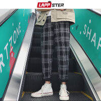 LAPPSTER Japanese Streetwear Yellow Sweatpants 2021 Mens Casual Straight Plaid Pants Male Korean Harajuku Joggers Pants 5XL